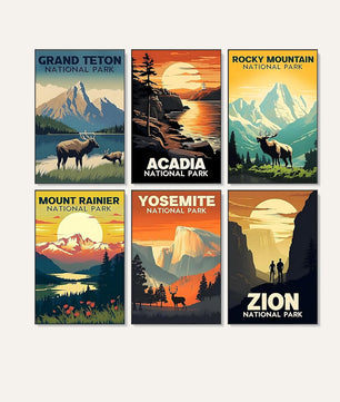 National Park Adventures 6 pack paint by numbers kit - six national park adventure designs on six 15x20cm canvases